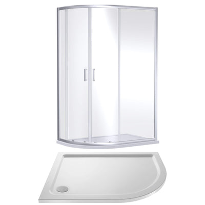 Porto Chrome 6mm Offset Quadrant Shower Enclosure With White Stone Resin Tray & Waste