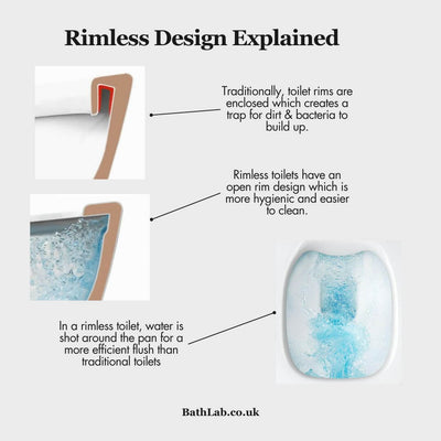 Lux Round Rimless Wall Hung Toilet & Soft Close Seat - Matt Black Fittings