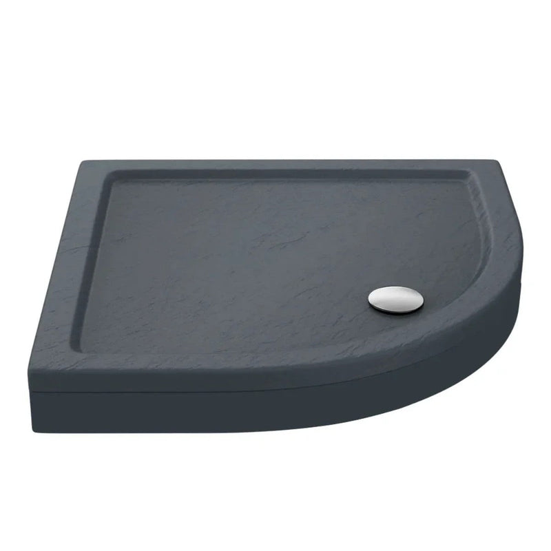 Porto Chrome 6mm Quadrant Shower Enclosure With Slate Effect Stone Resin Tray & Waste - 1000 X 1000mm