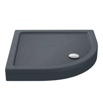 Porto Chrome 6mm Quadrant Shower Enclosure With Slate Effect Stone Resin Tray & Waste - 800 x 800mm