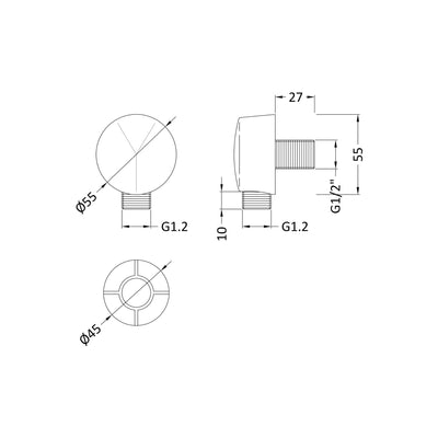 Round Shower Wall Outlet - Chrome