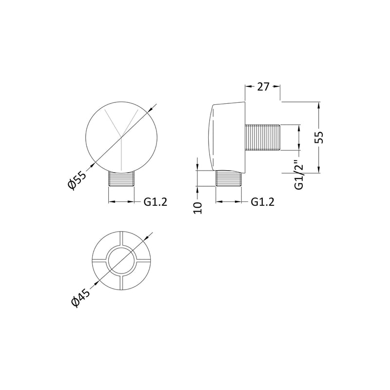 Round Shower Wall Outlet - Chrome