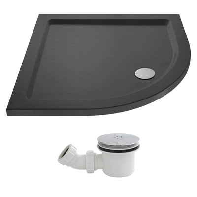Slate Effect Stone Resin Quadrant Shower Tray & Waste 760 x 760mm