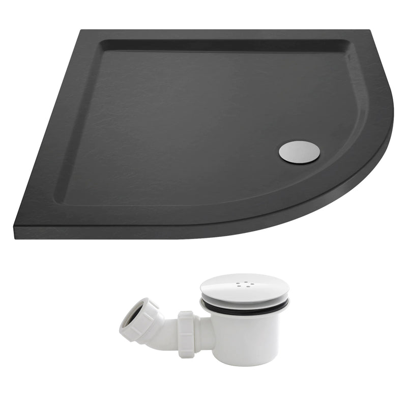 Slate Effect Stone Resin Quadrant Shower Tray & Waste 760 x 760mm
