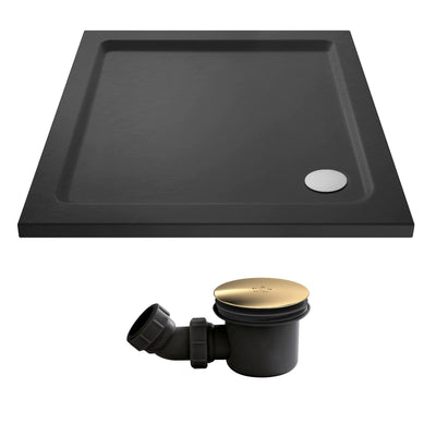 Slate Effect Stone Resin Square Shower Tray & Waste 1000 x 1000mm