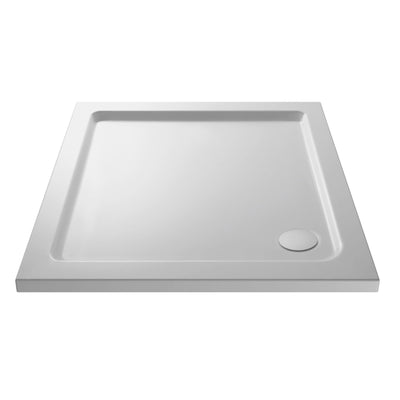 Porto Chrome 6mm Pivot Shower Door With White Stone Resin Tray & Waste - 900 x 900mm