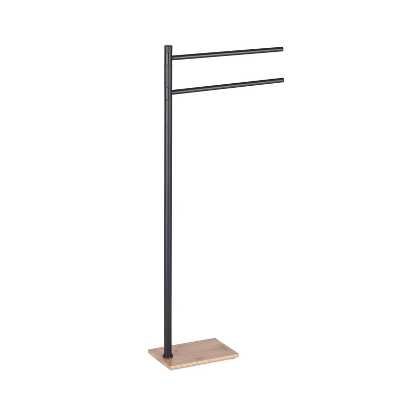 Origins Living Trilly Towel Stand With 2 Swivel Arms - Black & Bamboo