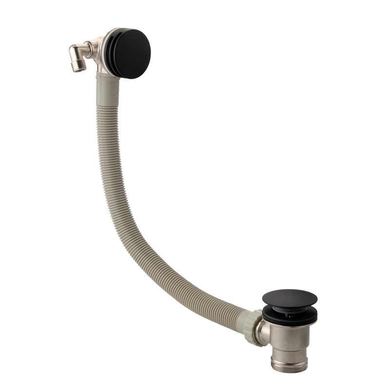 Lux Overflow Bath Filler With Clicker Waste - Matt Black