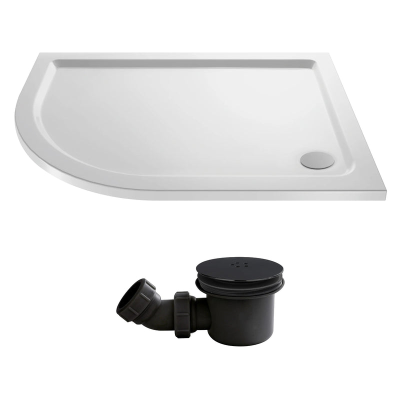 Stone Resin 40mm Offset Quadrant Shower Tray & Waste 900 x 800mm Left Hand