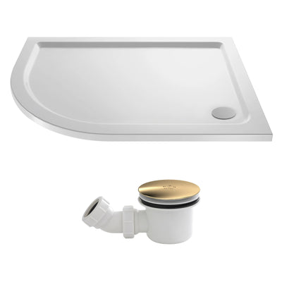 Stone Resin 40mm Offset Quadrant Shower Tray & Waste 1200 x 900mm Left Hand