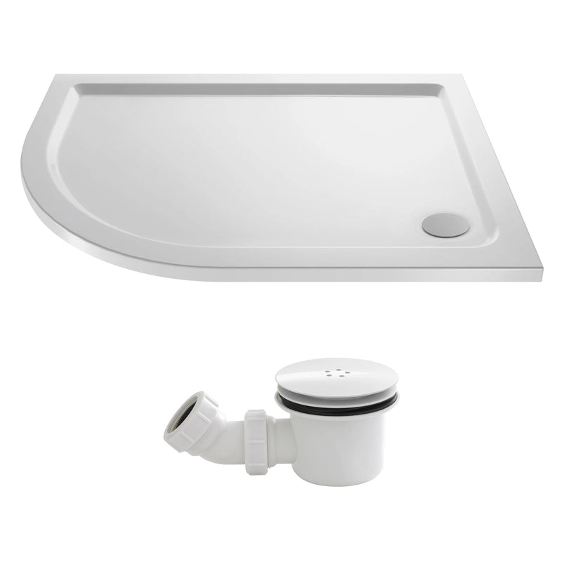 Stone Resin 40mm Offset Quadrant Shower Tray & Waste 900 x 760mm Left Hand