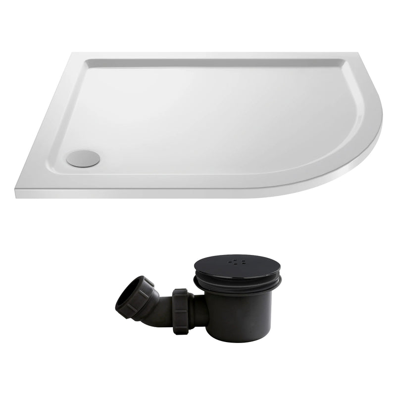 Stone Resin 40mm Offset Quadrant Shower Tray & Waste 900 x 800mm Right Hand