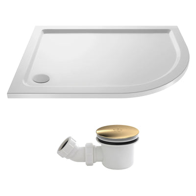 Stone Resin 40mm Offset Quadrant Shower Tray & Waste 1000 x 800mm Right Hand