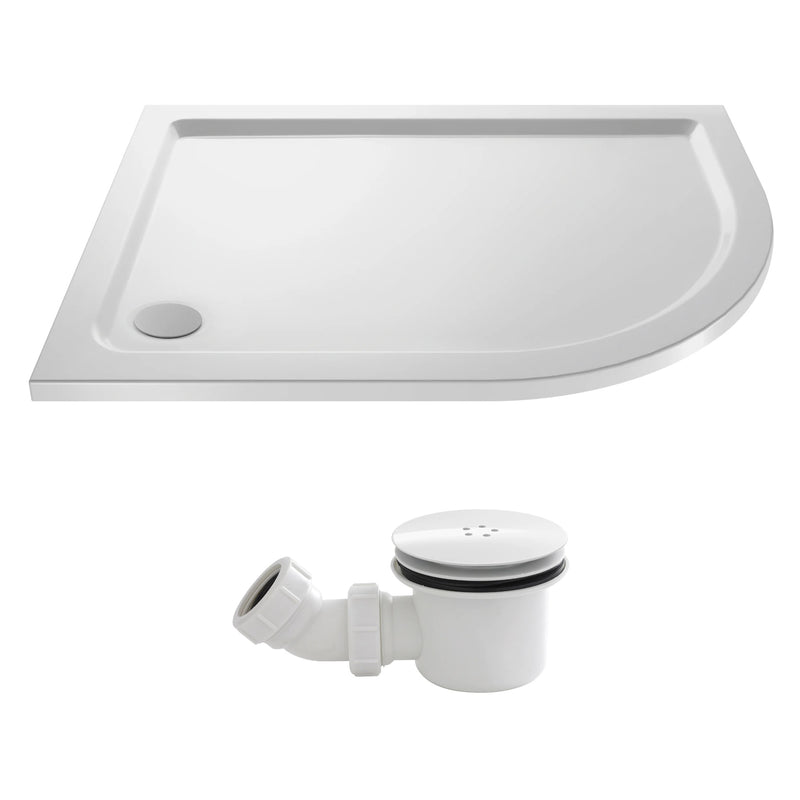 Stone Resin 40mm Offset Quadrant Shower Tray & Waste 1000 x 900mm Right Hand
