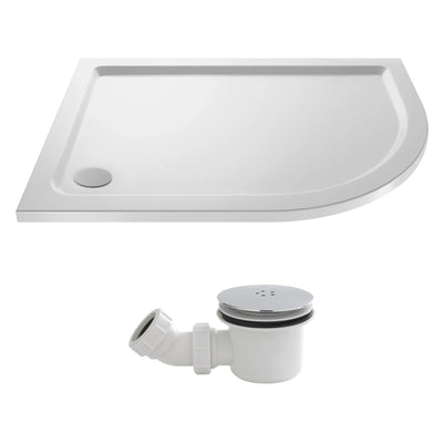 Stone Resin 40mm Offset Quadrant Shower Tray & Waste 900 x 800mm Right Hand