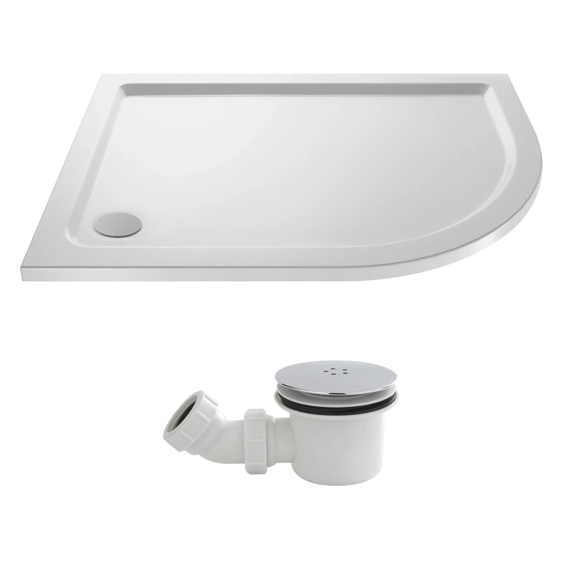 Stone Resin 40mm Offset Quadrant Shower Tray & Waste 1000 x 800mm Right Hand