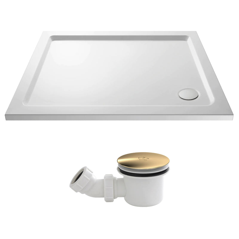 Stone Resin 40mm Rectangular Shower Tray & Waste 1000 x 800mm