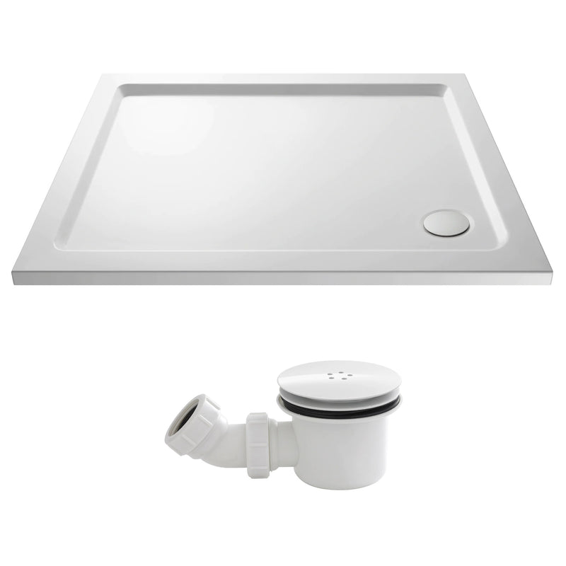 Stone Resin 40mm Rectangular Shower Tray & Waste 1000 x 800mm