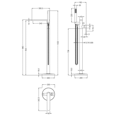 Capri Matt Black Freestanding Bath Shower Mixer Tap