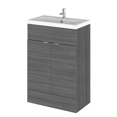 Hudson Reed Fusion Floor Standing 600mm Vanity Unit & Basin - Polymarble - Anthracite