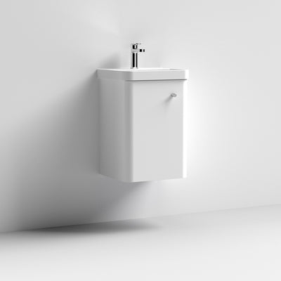 Nuie Core 400 x 335mm Wall Hung Vanity Unit With 1 Door & Ceramic Basin