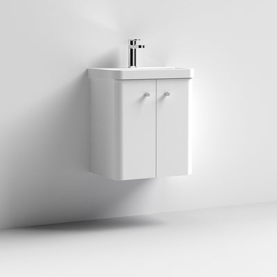Nuie Core 500 x 335mm Wall Hung Vanity Unit With 2 Doors & Ceramic Basin