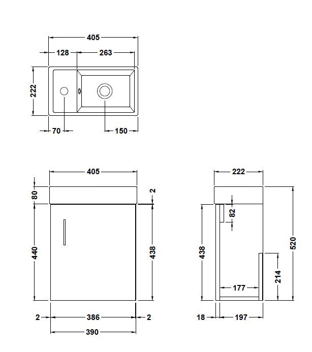 Jenson 400 x 222mm Wall Hung Cloakroom Vanity Unit & Ceramic Basin - Soft Black