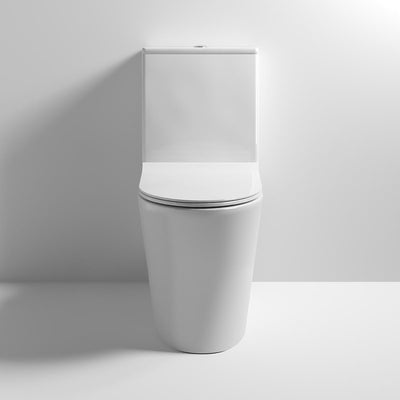 Nuie Freya Rimless Flush To Wall Close Coupled Toilet & Soft Close Seat - 612mm Projection