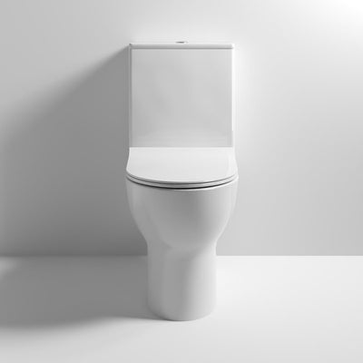 Nuie Freya Rimless Semi Flush To Wall Close Coupled Toilet & Soft Close Seat - 612mm Projection