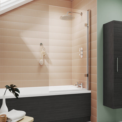 Porto Square Hinged 8mm Bath Screen 830mm