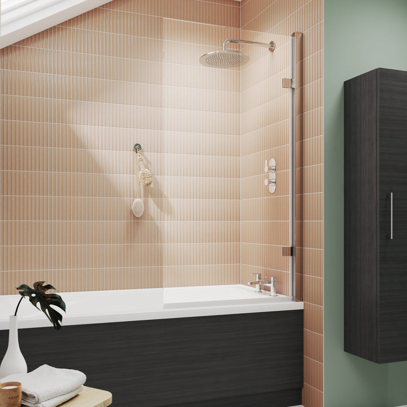 Porto Square Hinged 8mm Bath Screen 830mm
