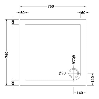 Porto Matt Black 6mm Pivot Shower Door With White Stone Resin Tray & Waste - 760 x 760mm