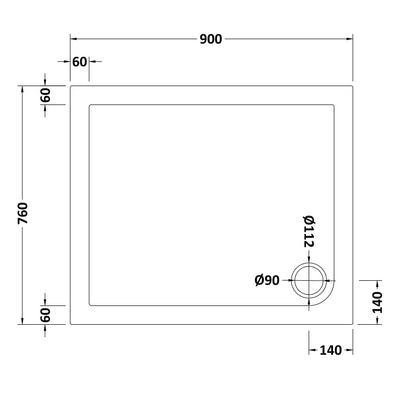 Porto Chrome 6mm Pivot Shower Door With Slate Effect Stone Resin Tray & Waste - 900 x 760mm