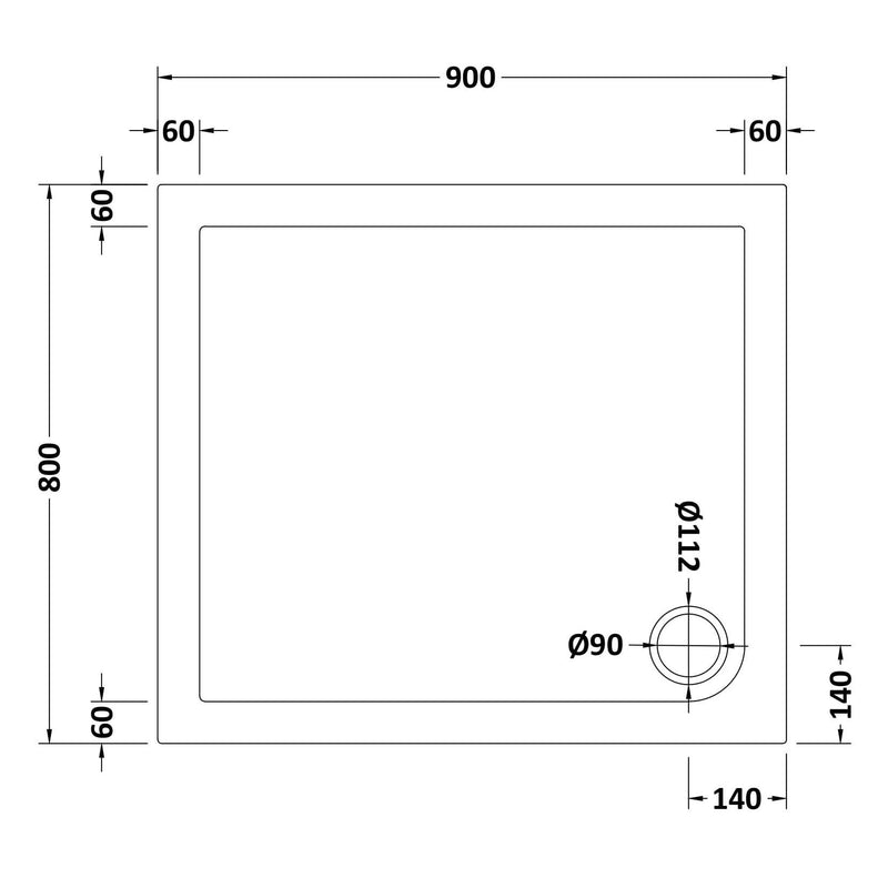 Porto Matt Black 6mm Pivot Shower Door With Slate Effect Stone Resin Tray & Waste - 900 x 800mm