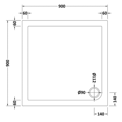 Porto Chrome 6mm Pivot Shower Door With White Stone Resin Tray & Waste - 900 x 900mm