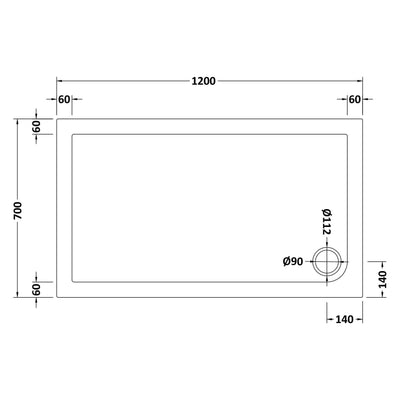 Porto Matt Black 6mm Sliding Shower Door With Slate Effect Stone Resin Tray & Waste - 1200 x 700mm