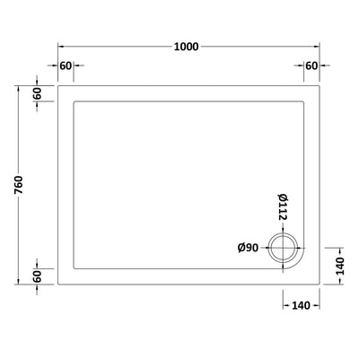 Porto Matt Black 6mm Sliding Shower Door With Slate Effect Stone Resin Tray & Waste - 1000 x 760mm