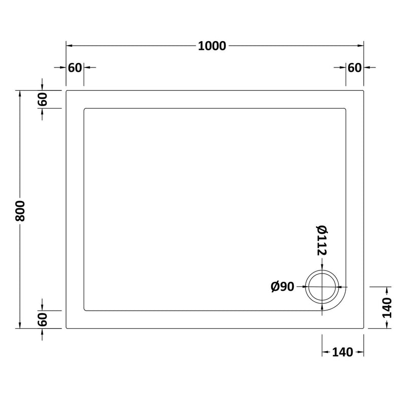 Porto Matt Black 6mm Sliding Shower Door With White Stone Resin Tray & Waste - 1000 x 800mm