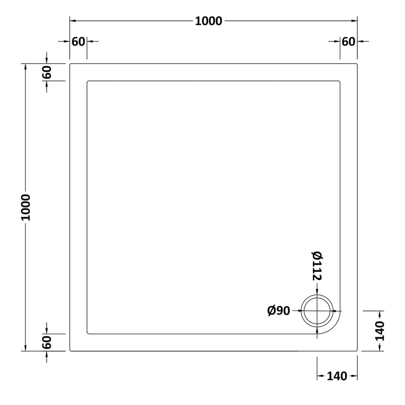 Porto Chrome 6mm Pivot Shower Door With White Stone Resin Tray & Waste - 1000 x 1000mm