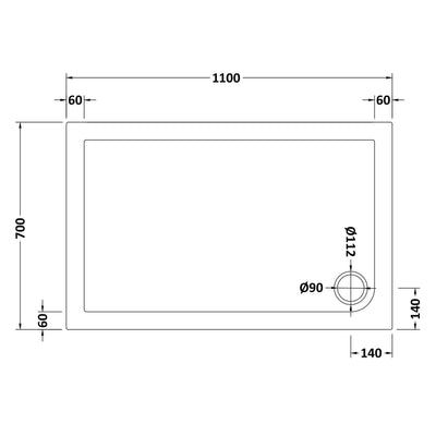 Porto Chrome 6mm Sliding Shower Door With Slate Effect Stone Resin Tray & Waste - 1100 x 700mm