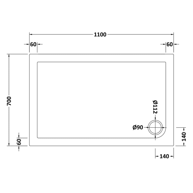 Porto Chrome 6mm Sliding Shower Door With Slate Effect Stone Resin Tray & Waste - 1100 x 700mm