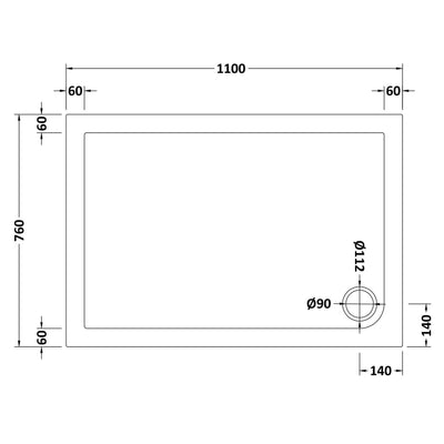 Porto Chrome 6mm Sliding Shower Door With White Stone Resin Tray & Waste - 1100 x 760mm