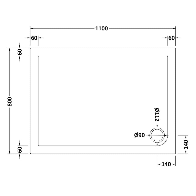 Porto Matt Black 6mm Sliding Shower Door With White Stone Resin Tray & Waste - 1100 x 800mm