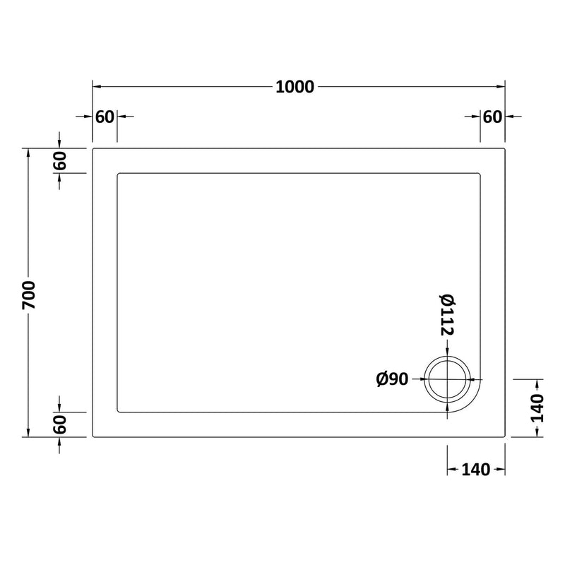 Porto Matt Black 6mm Sliding Shower Door With Slate Effect Stone Resin Tray & Waste - 1000 x 700mm