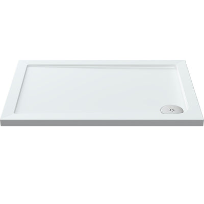 Porto Chrome 6mm Pivot Shower Door With White Stone Resin Tray & Waste - 900 x 800mm