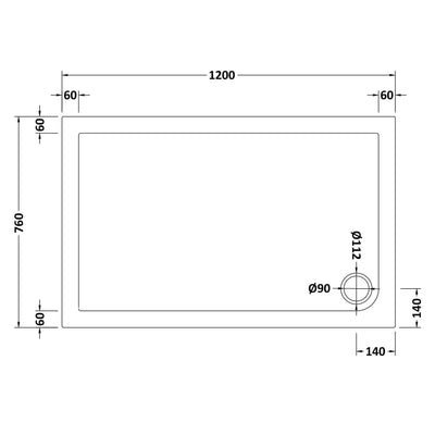 Porto Chrome 6mm Sliding Shower Door With White Stone Resin Tray & Waste - 1200 x 760mm