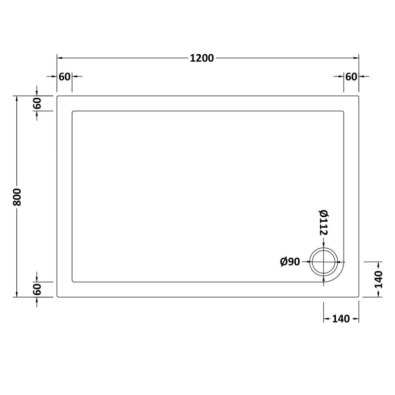 Porto Chrome 6mm Sliding Shower Door With White Stone Resin Tray & Waste - 1200 x 800mm