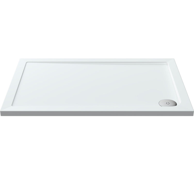 Porto Chrome 6mm Sliding Shower Door With White Stone Resin Tray & Waste - 1000 x 800mm