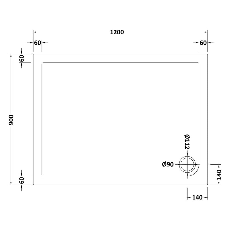 Porto Matt Black 6mm Sliding Shower Door With Slate Effect Stone Resin Tray & Waste - 1200 x 900mm