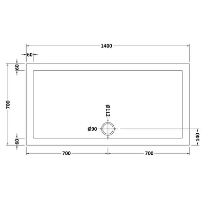 Porto Matt Black 6mm Sliding Shower Door With Slate Effect Stone Resin Tray & Waste - 1400 x 700mm